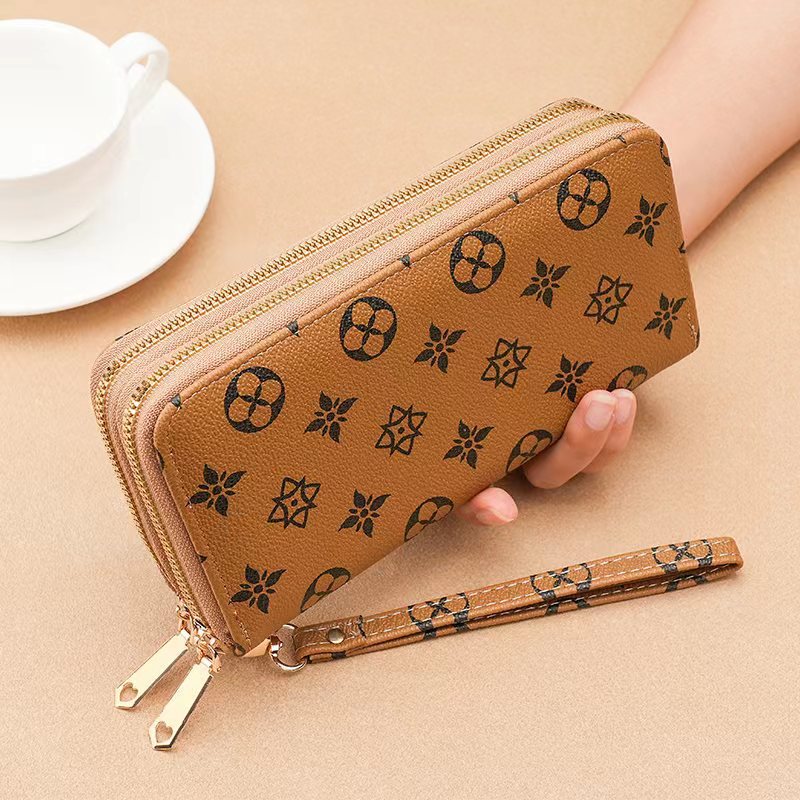 Women's Long Fashion Double Layer Zipper Large Ladies Wallets