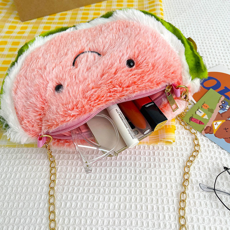 Plush Watermelon Female Winter Cartoon Cute Crossbody Bags