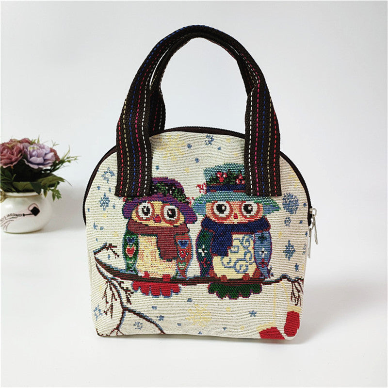 Canvas Embroidered Shell Shape Small Mobile Change Grocery Handbags