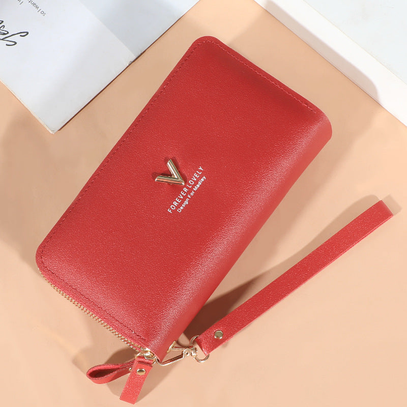 Women's Double Zipper Korean Large Capacity Pure Ladies Wallets