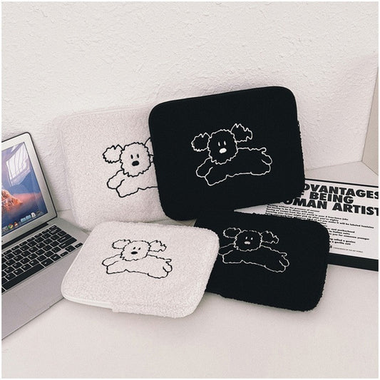 Sacs de protection pour tablette en peluche avec broderie mignonne