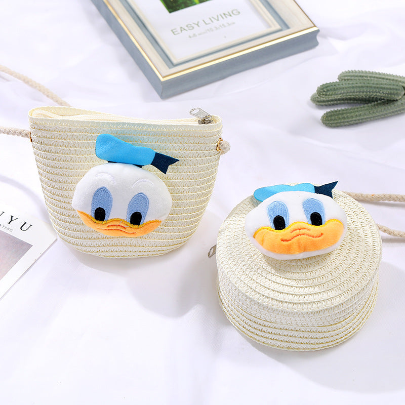 Children's Small Cartoon Doll Cute Straw Woven Children's Coin Purse