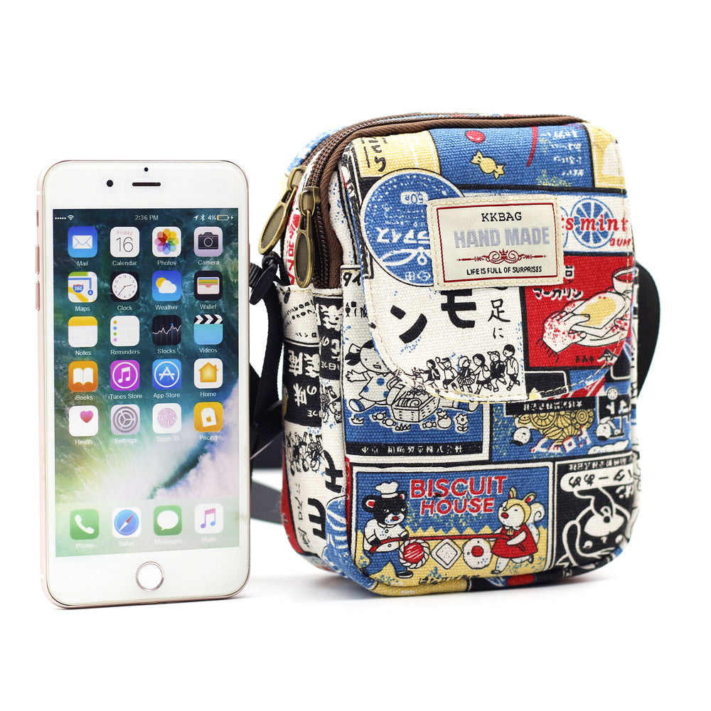 Women's Printed Canvas Large Capacity Fashion Full Phone Bags