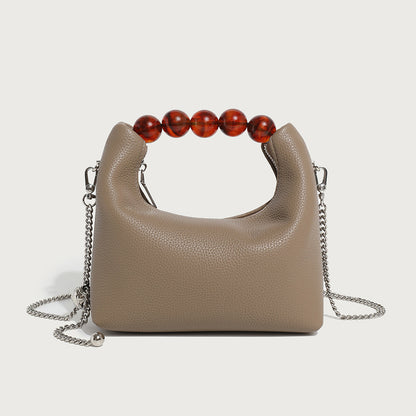 Niche Dumpling Versatile Chain Beaded Soft Leather Crossbody Bags