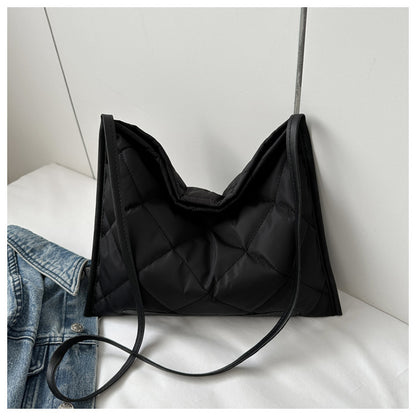 Cloth Solid Color Diamond Fashion Large Shoulder Bags