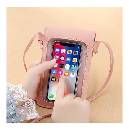 Fashion Transparent Touch Screen Mobile Female Retro Solid Phone Bags