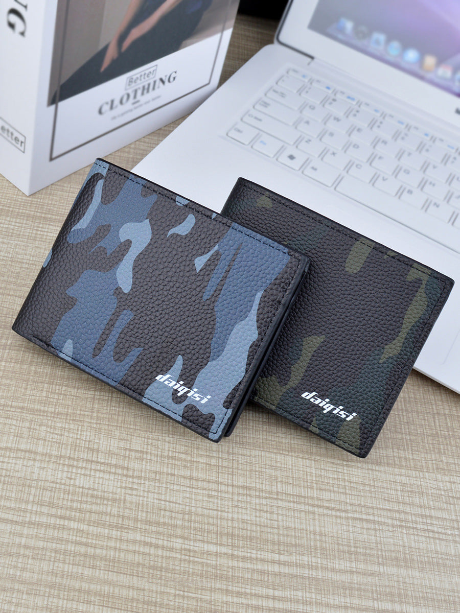 Men's Short Fashion Camouflage Thin Large Capacity Zipper Men's Wallets