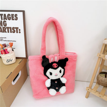 Winter Plush Cartoon Clow Hand Gift Bags