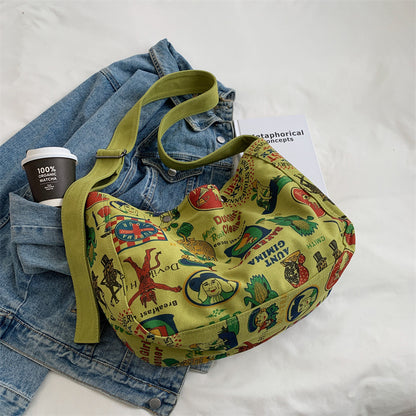 Fashion American Retro Printed Canvas Street Shoulder Bags