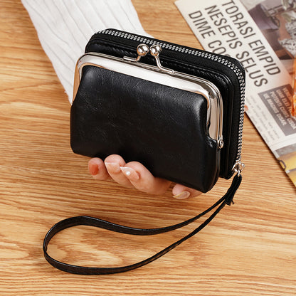 Women's Change Zipper Clip Clutch Vintage Ladies Wallets