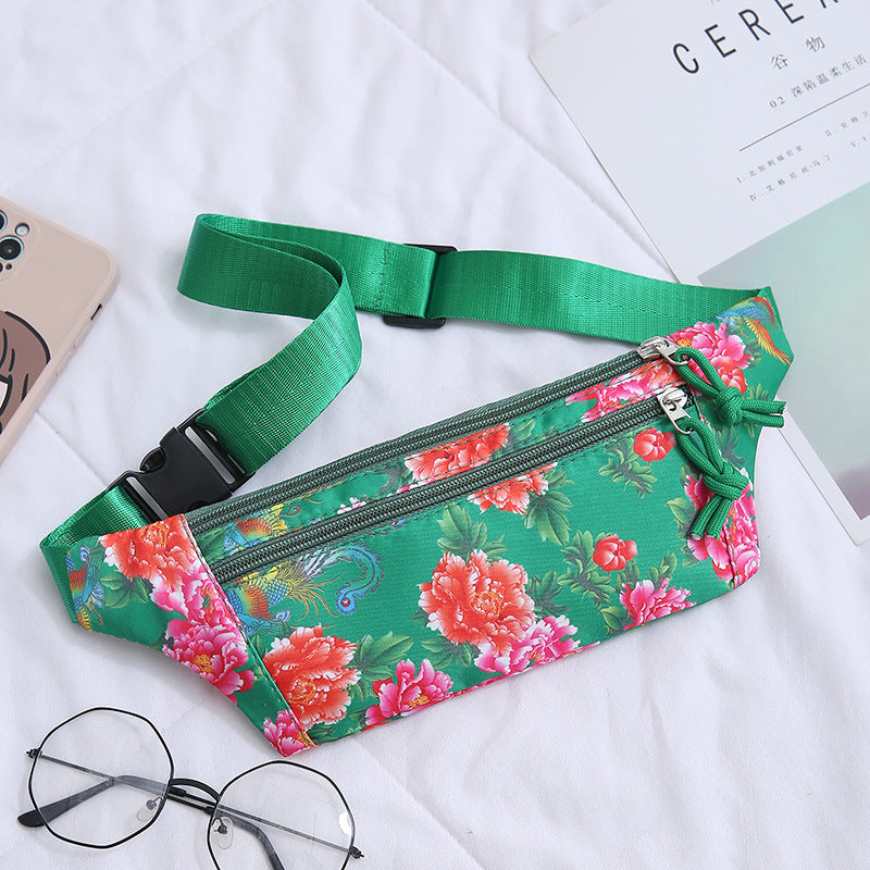 Women's Flower Cloth Leisure Mobile Close-fitting Working Waist Packs