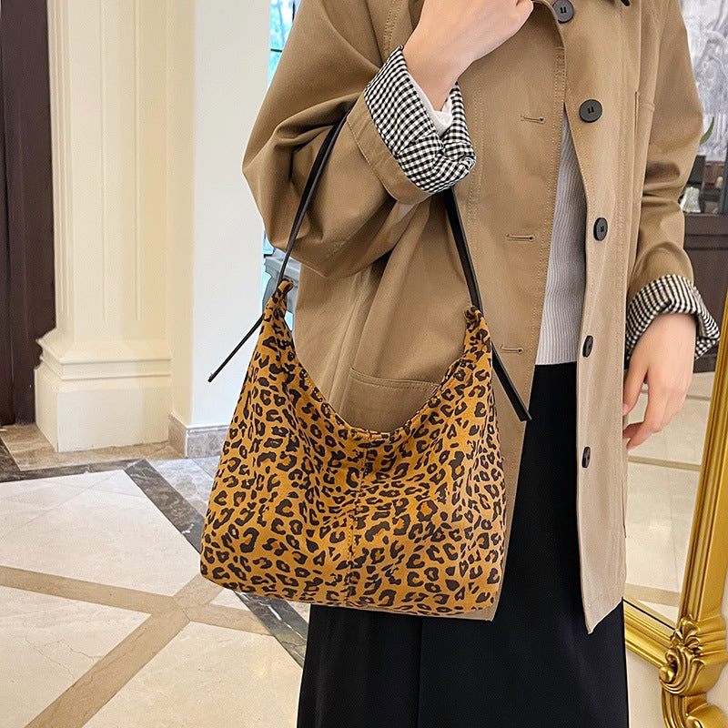 Women's Retro Trendy Large Capacity Fashion Leopard Shoulder Bags