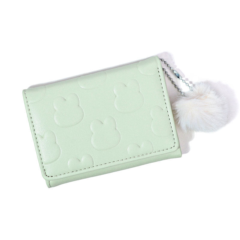 Cute Short Embossed Fluffy Balls Hanging Card Holder