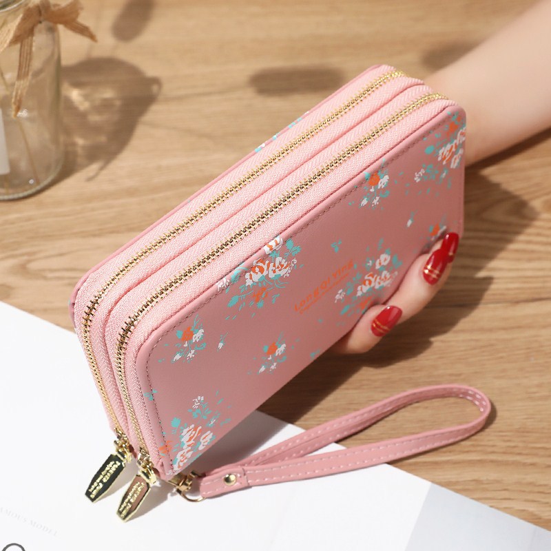 Women's Wild Double Zipper Korean Style Flower Ladies Wallets