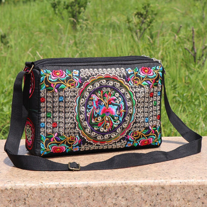 Women's National Style Embroidered For Embroidery Triple Crossbody Bags