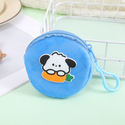 Porte-monnaie rond en peluche avec fermeture éclair pour enfants