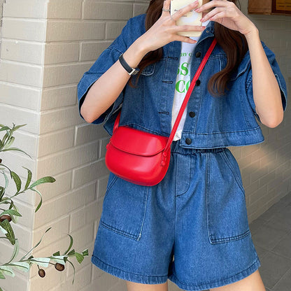 Women's Summer Retro Red Saddle Small Simple Crossbody Bags