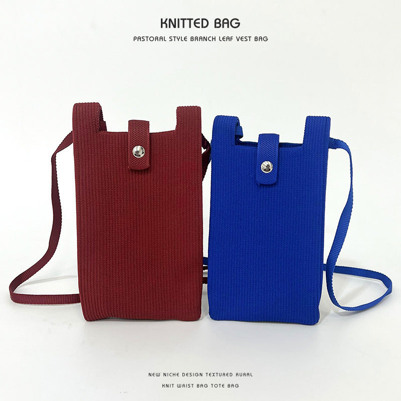 Classy Solid Color Niche Knitted Korean Phone Bags