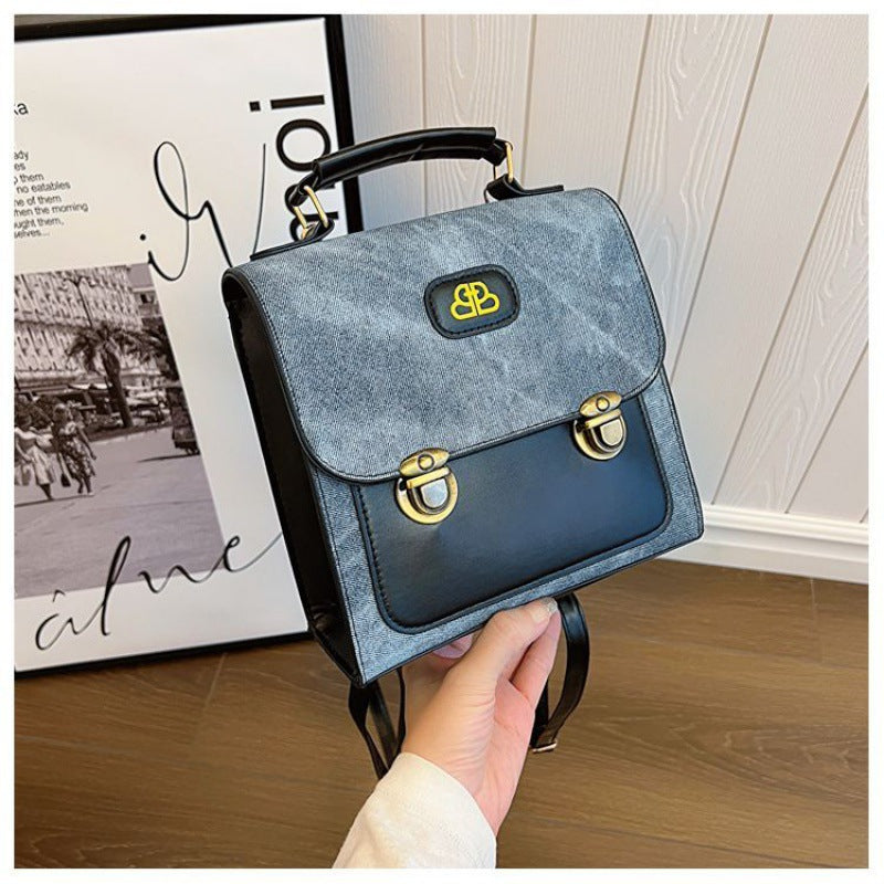 Women's Retro Faux Denim Pattern Trendy Fashion Backpacks