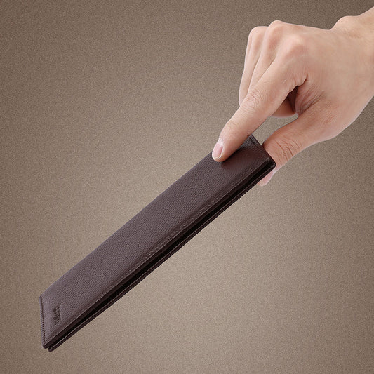 Porte-cartes long en cuir véritable pour homme avec fermeture éclair et première couche