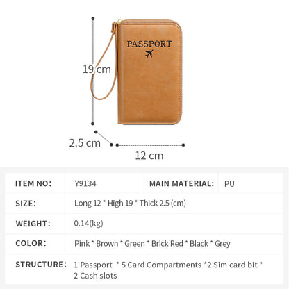 Paquet d'identification de stockage de billet à fermeture éclair mobile intégré au passeport