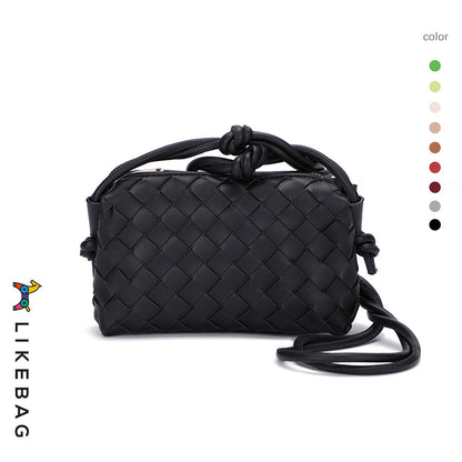 Women's Woven Knotted Zipper Large Capacity Crossbody Bags