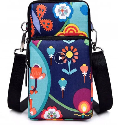 Korean Style Printed Nylon Mini Mobile Phone Bags