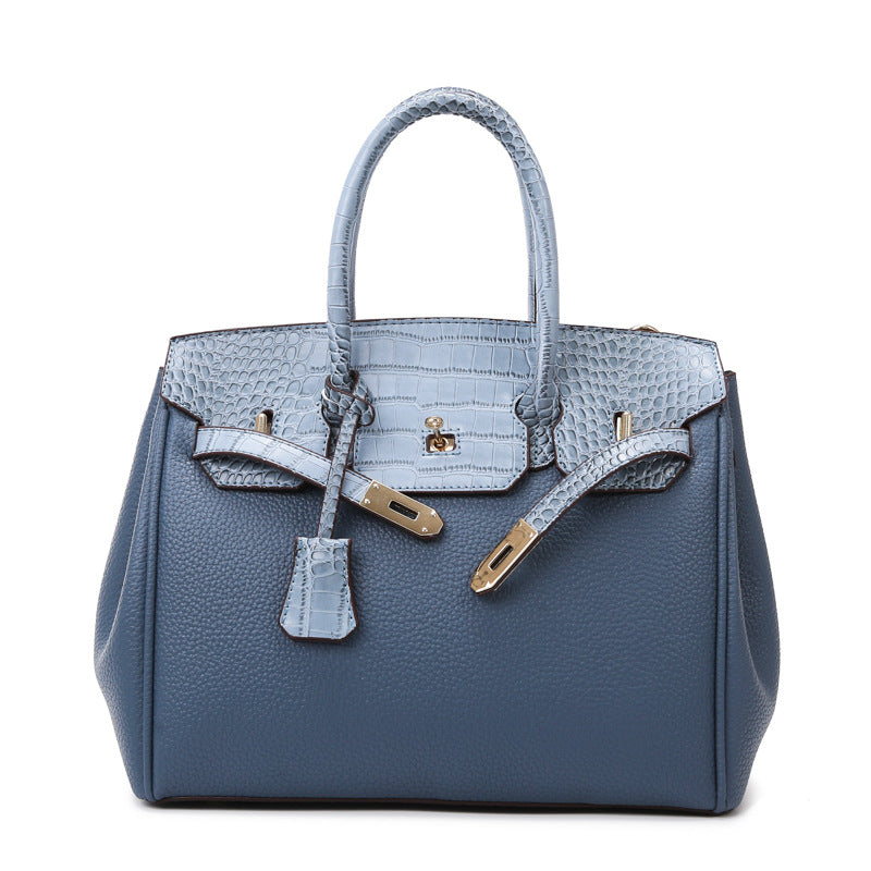 Women's Business Commute Fashion Crocodile Pattern Stitching Handbags