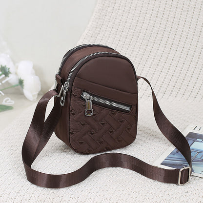 Women's Real Silk Cloth Embroidery Thread Mobile Crossbody Bags