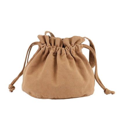 Women's Drawstring Bucket Simple Vintage Cute Mori Crossbody Bags