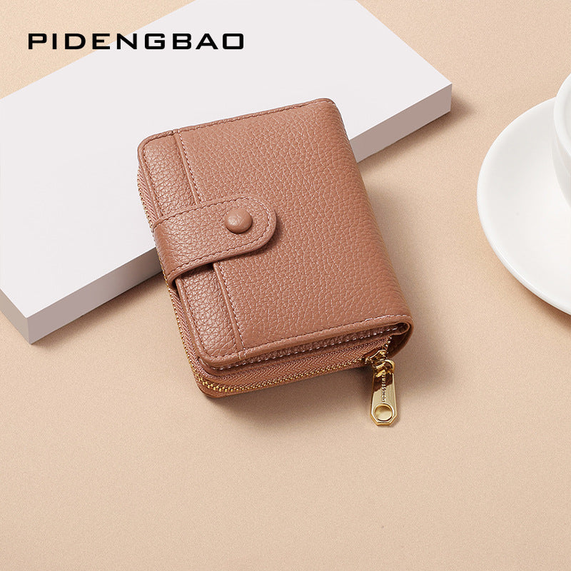 Women's Zipper Short Fashion Solid Color Litchi Ladies Wallets