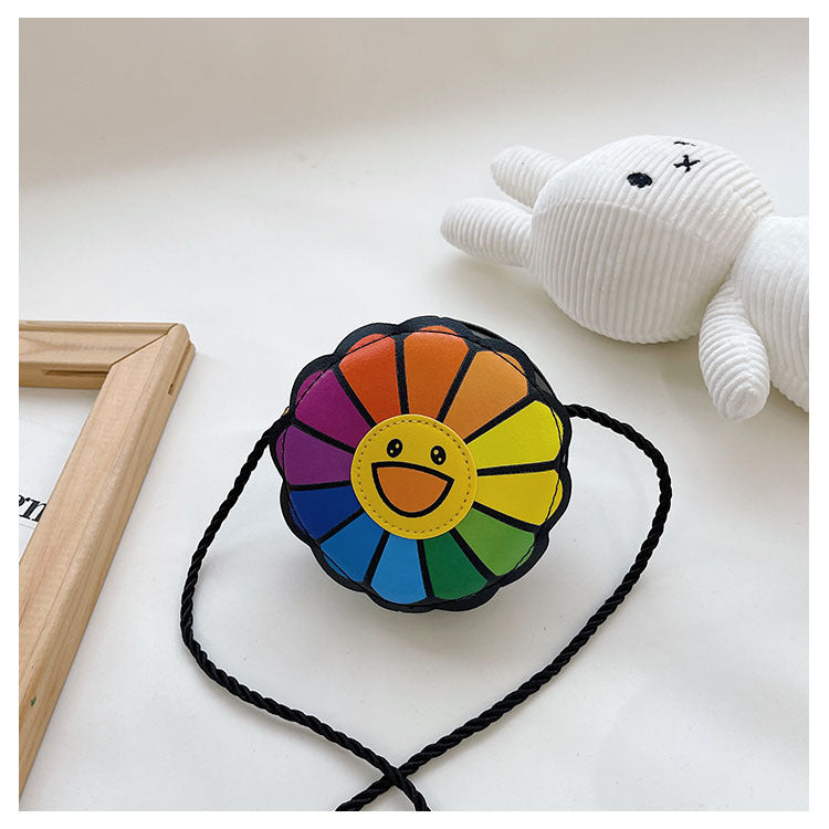 Women's & Children's & Rainbow Sunflower Shopping Small Round Shoulder Bags