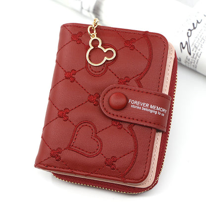 Women's Personalized Short Zipper Hasp Clutch Embroidered Ladies Wallets