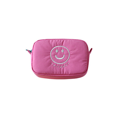 Women's Embroidered Smiley Storage Fabric Portable Clutch Bags