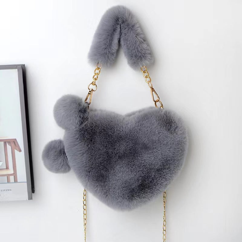 Women's Winter Versatile Korean Style Heart Shape Handbags