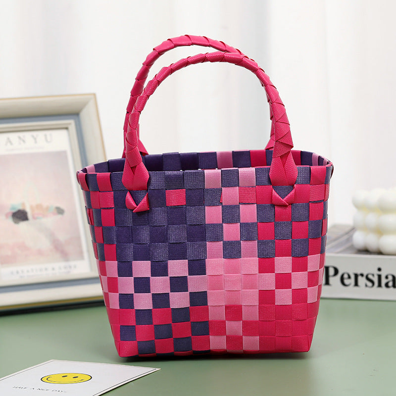 Panier pour femmes et enfants Artisanat artistique Sacs tissés à fleurs mignonnes