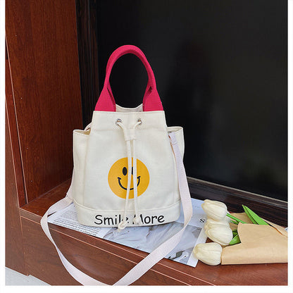 Simple Smiley Face Printed Female Cute Bucket Bags