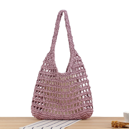 French Style Large Capacity Straw Simple Underarm Seaside Shoulder Bags