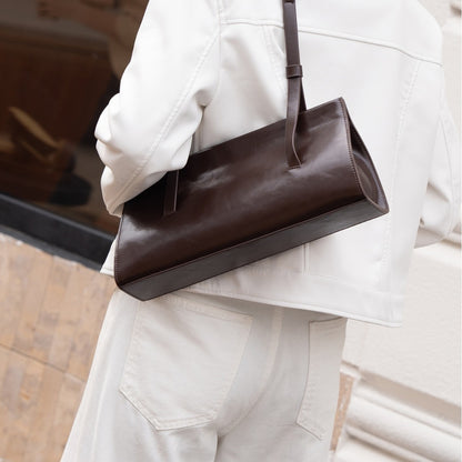 Women's French Style Genuine Leather Fashionable High-grade Underarm Soft Shoulder Bags