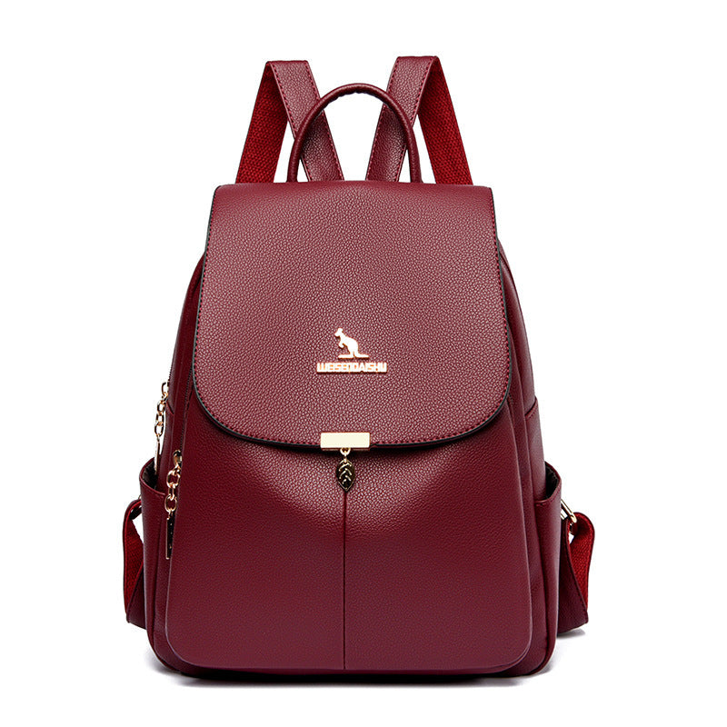 Women's Soft Leather Fashion Mother Large Capacity Backpacks