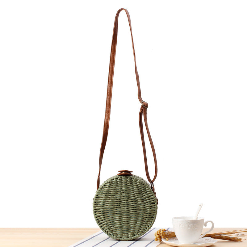 Women's Round One Woven Beach Mori Style Crossbody Bags