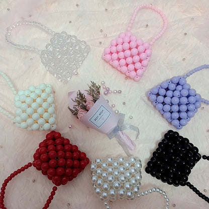 Beaded Beads Pearl Woven Classic Style Bags