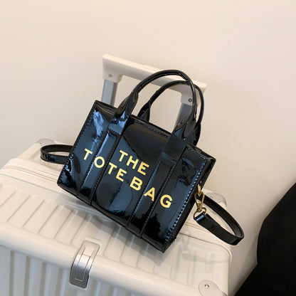 Popular Glossy Small Tote Letter Printed Handbags