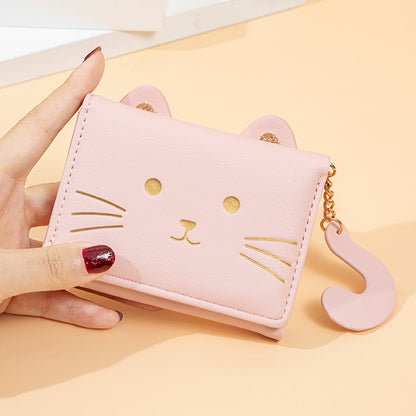 Women's Short Cute Fresh Cat Multiple Ladies Wallets