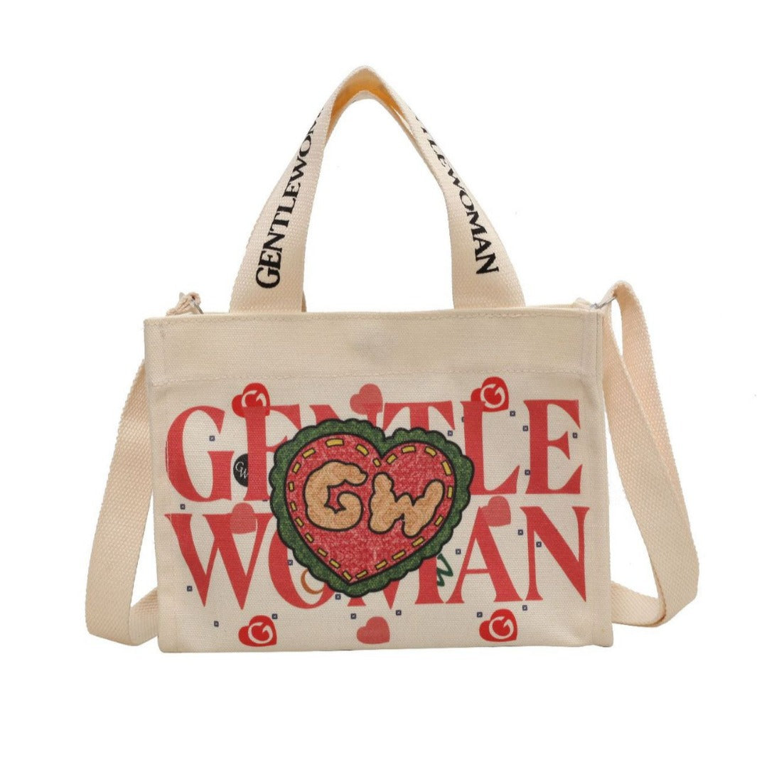 Women's Thailand Color Letter Canvas Texture Printed Crossbody Bags