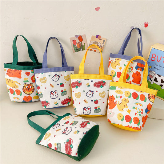 Carrying Canvas Family Lunch Box Cartoon Handbags