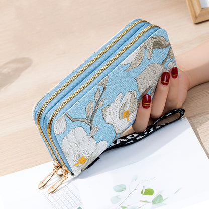 Women's Zipper Korean Style Flower Large Capacity Mobile Ladies Wallets