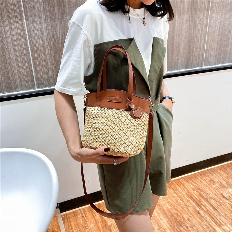 Slouchy Women's Fashion Straw Portable Beach Crossbody Bags