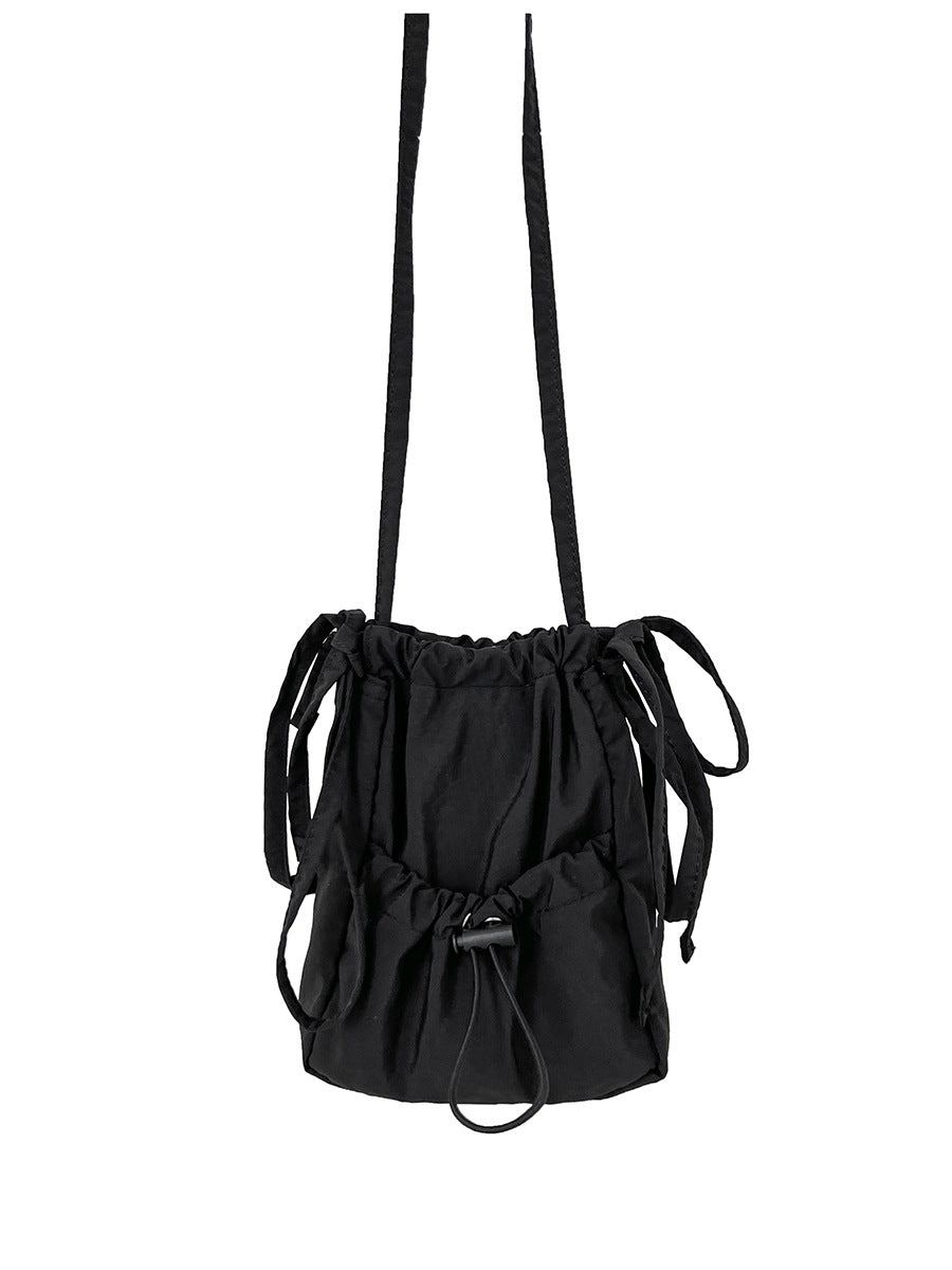 Women's Korean Style Drawstring Small Square Nylon Shoulder Bags