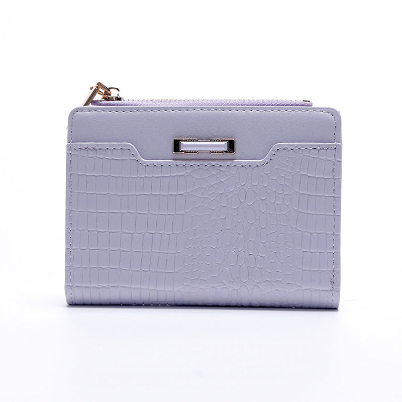 Women's Macaron Color Series Short Crocodile Pattern Ladies Wallets